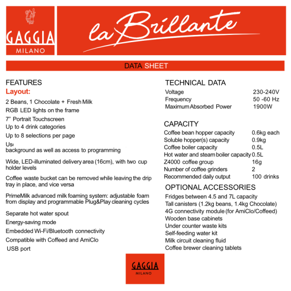 Gaggia LA BRILLANTE Automatic Coffee Machine